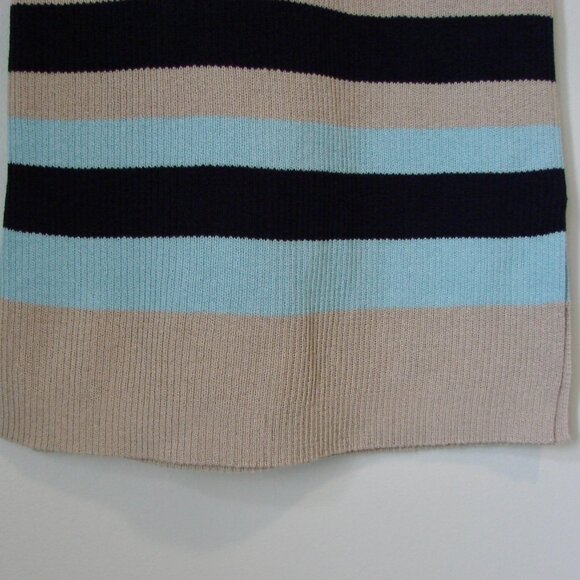 BCBG MaxAzria Rib Knit Tank Dress Bodycon Blue Tan Striped V-neck Stretch Small - Picture 7 of 11